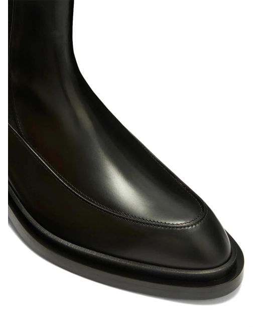 Jil Sander Black Leather Slip-On Almond-Toe Ankle Boots