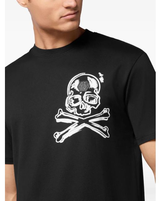 メンズ Philipp Plein Skull Bones Tシャツ Black