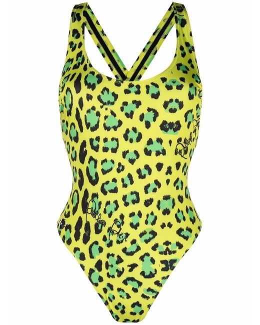 Philipp Plein Yellow Leopard-Print Swimsuit