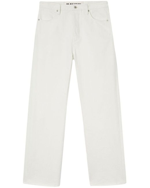Jeans dritti a vita media di Jil Sander in White da Uomo