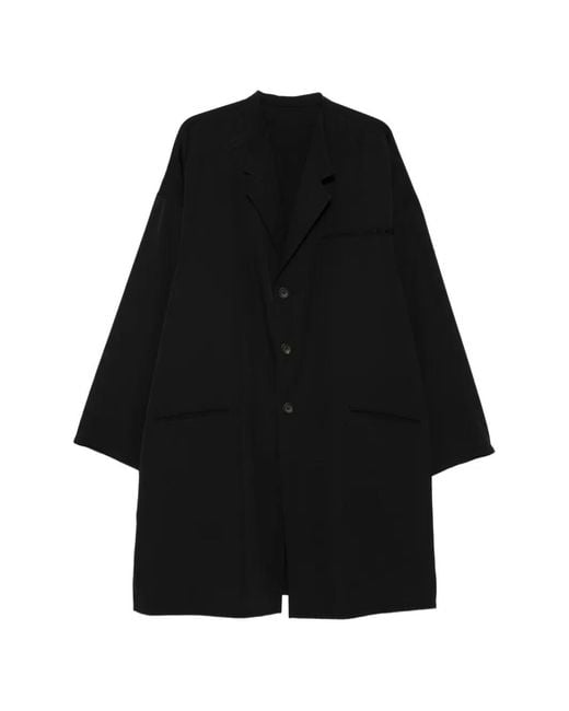Yohji Yamamoto Black Button Single-Breasted Coat for men
