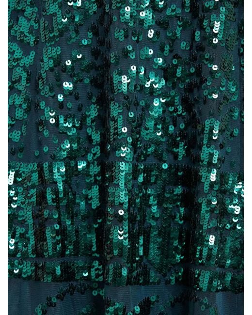 Needle & Thread Green Aurora Sequin-Embellished Gown Maxi Dress