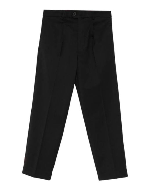 Amaranto Black Pleated-Front Trousers for men