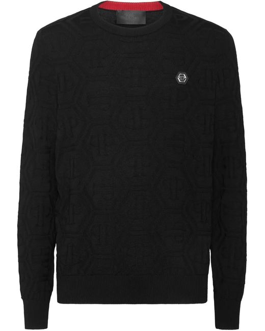 Philipp Plein Black Logo-Patch Sweatshirt for men
