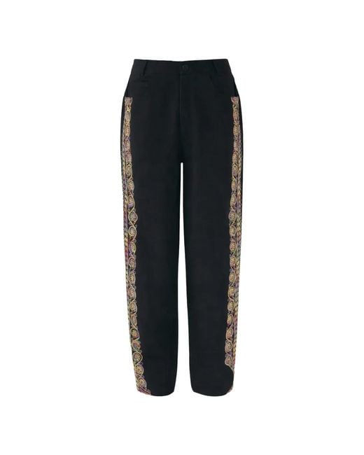 Antik Batik Black Embroidered Trousers for men