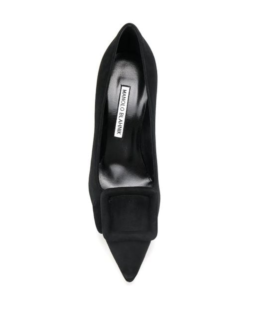 Manolo Blahnik Black Heeled Suede Pumps