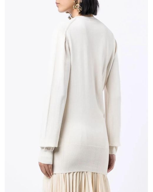 Jil Sander White Embellished Crew-Neck Jumper