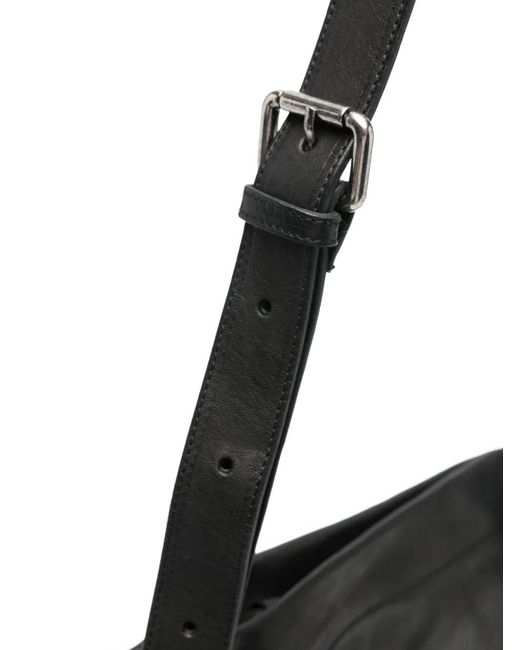 SOMMET Black Small Lidia Wax-Finish Leather Shoulder Bag