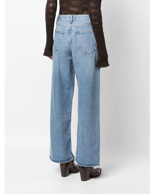 Agolde Blue Denim Low Rise Baggy Jeans