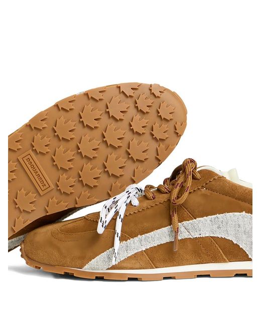 DSquared² Brown Appliqué Maple Leaf Lace-Up Sneakers for men
