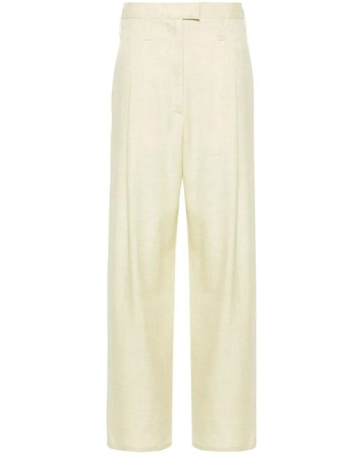 Philosophy Di Lorenzo Serafini Natural Chambray Pleated Straight Trousers