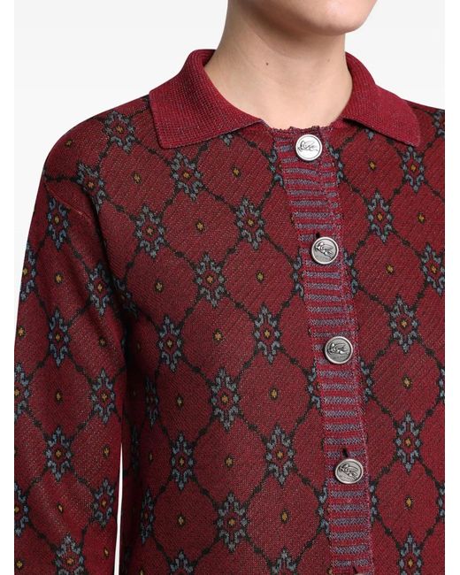Etro Red Patterned Cardigan