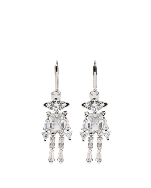 Vivienne Westwood White Issa Crystal-Embellished Orb Earrings