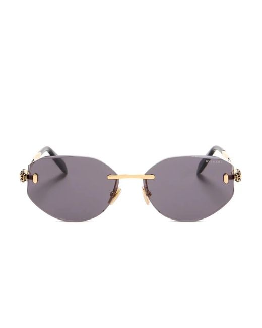 BVLGARI Metallic Geometric-Frame Sunglasses