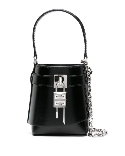 Givenchy Black Shark Lock Leather Bucket Bag