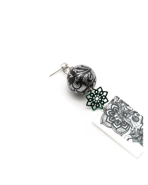 Amir Slama White Charm-Appliqué Drop Earrings