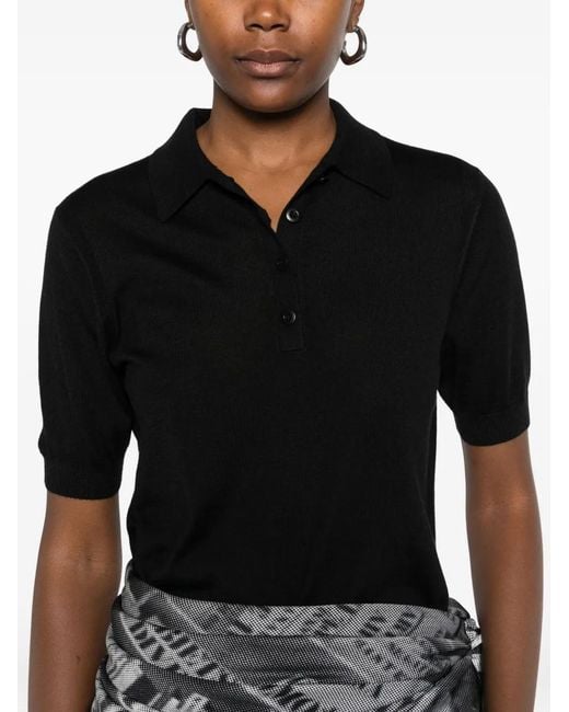 Bompard Black Collared Short-Sleeve Polo Top
