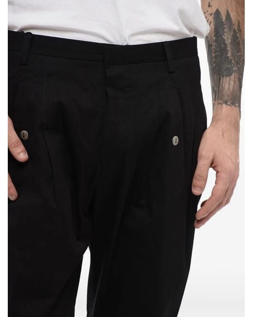 Corneliani Black Pleated Chino Trousers for men
