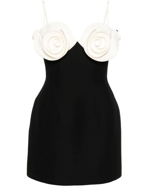 Valentino Garavani Rose-appliqué Crepe Minidress in Black | Lyst