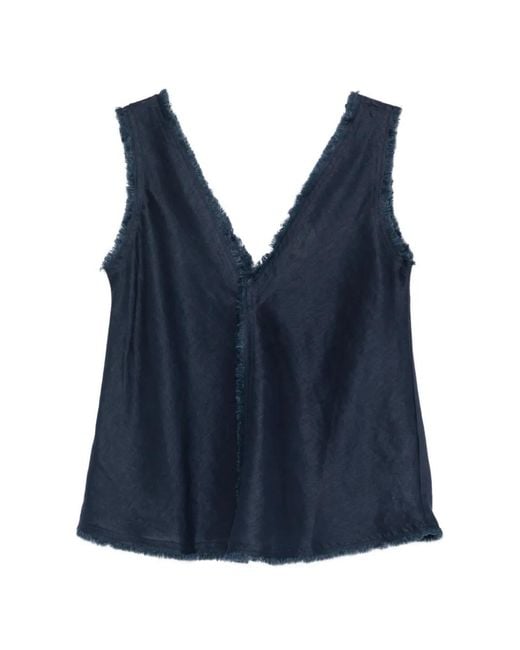 P.A.R.O.S.H. Blue Blouse À Col V Et Franges