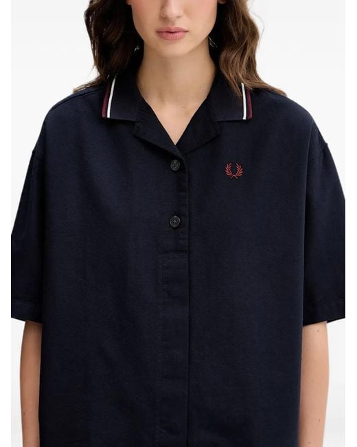 Fred Perry Blue Logo-Embroidered Shirt