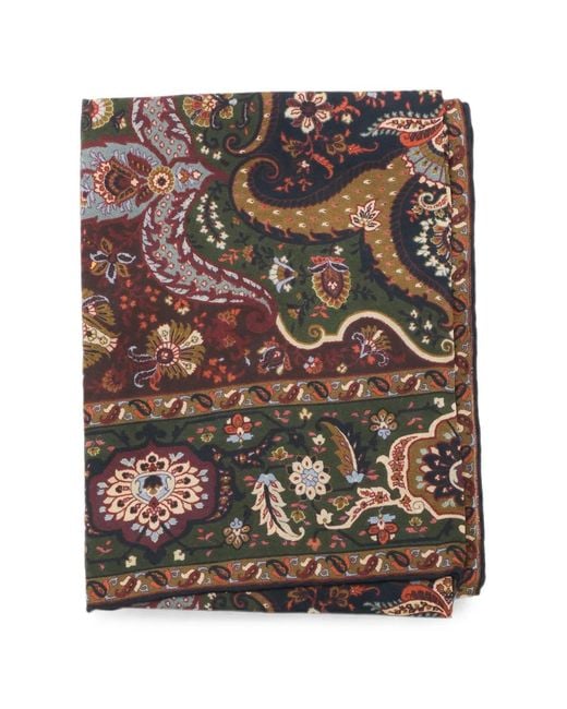 Etro Green Silk-Blend Jacquard Scarf With Houndstooth Motif And Print for men