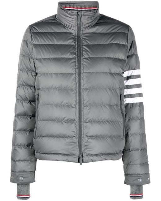 Thom Browne Gray 4-Bar Stripe-Intarsia Funnel-Neck Ski Jacket