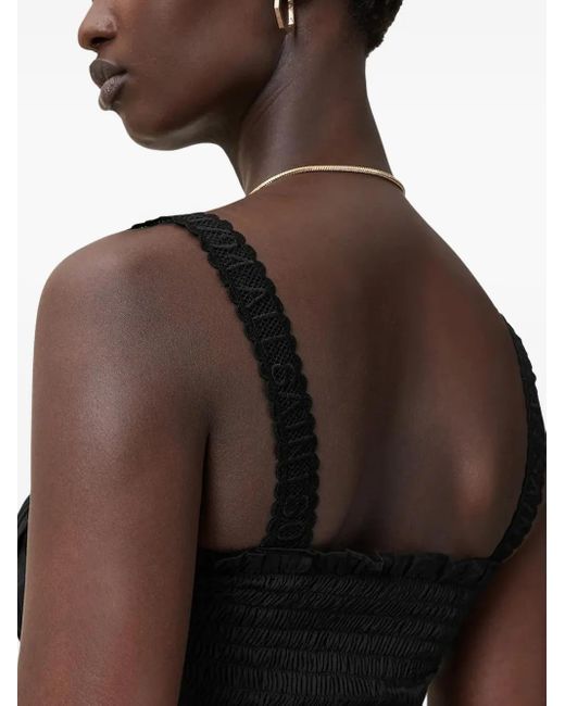 Top fruncido con ribete de encaje AllSaints de color Black