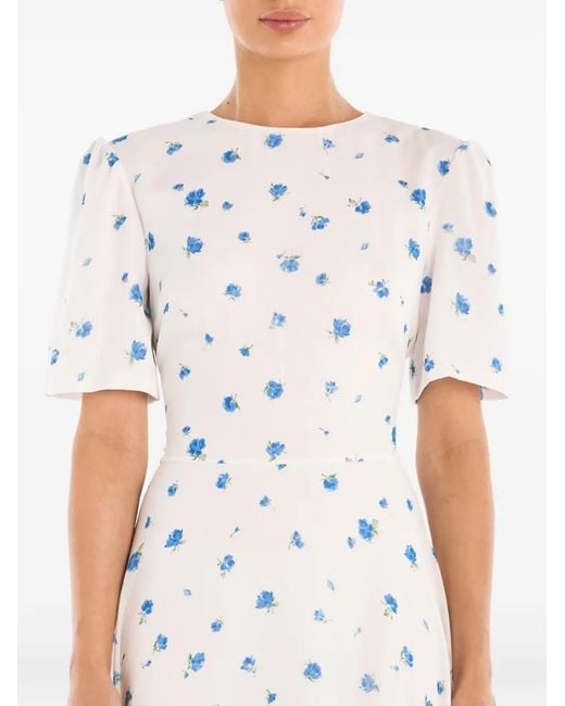 POST MERIDIEM White Floral-Print Short-Sleeve Midi Dress