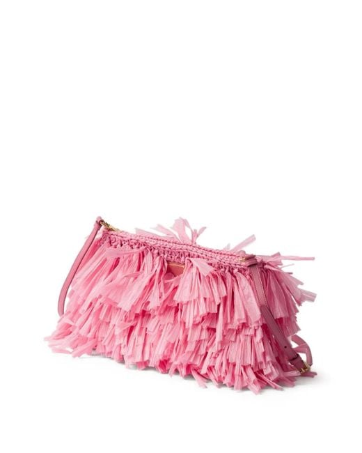 Prada Pink Medium Fringed Clutch Bag