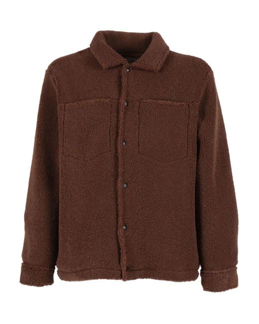 Ballantyne Brown Teddy-Cloth Button-Fastening Jacket for men