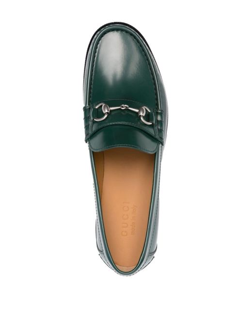 Gucci Green Horsebit-detail Leather Loafers for men