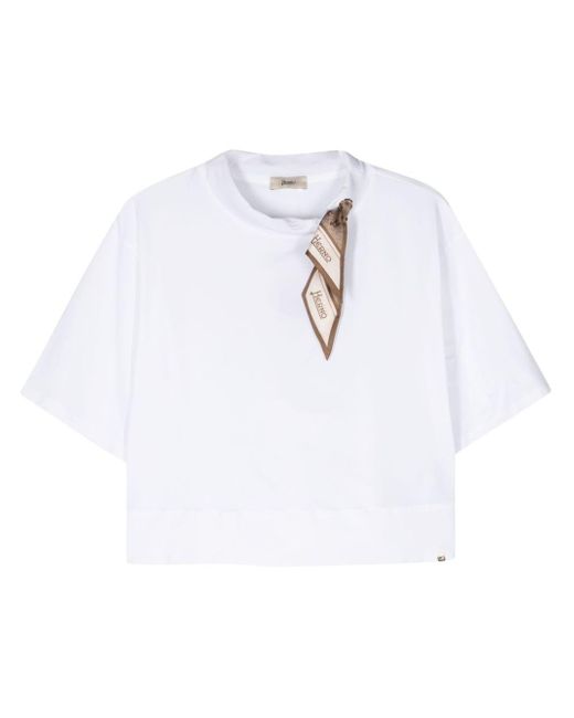 Herno Jersey T-shirt Met Sjaaldetail in het White