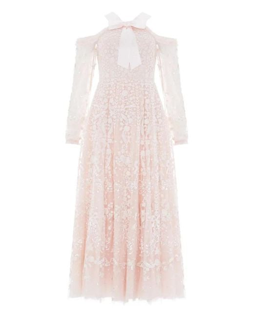 Needle & Thread Pink Embroidered-Flowers Maxi Dress