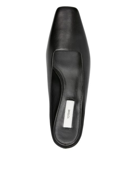 Totême  Black Square-Toe Leather Mules