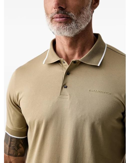 Karl Lagerfeld Natural Logo-Plaque Polo Shirt for men
