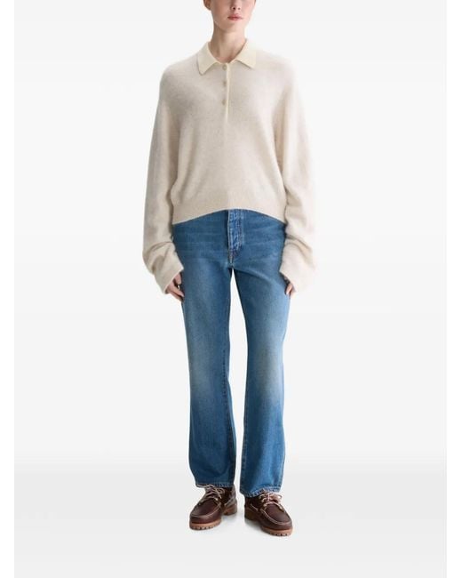 Bellerose White Button-Up Collared Sweater