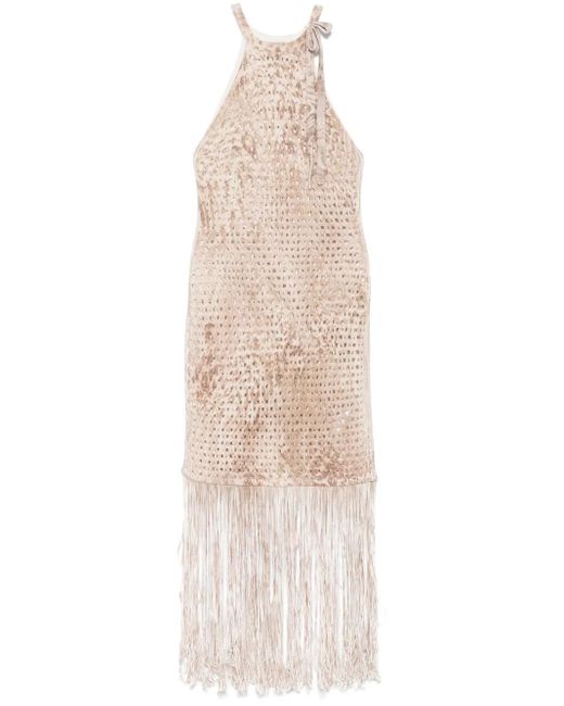 Blumarine White Gestricktes Midikleid