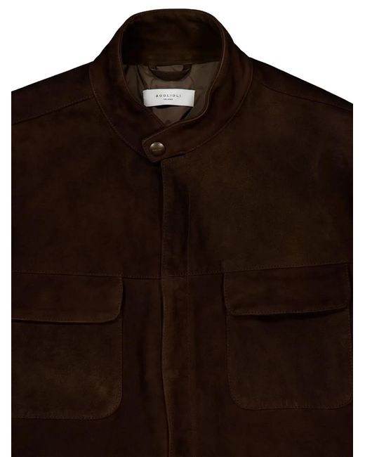 Boglioli Brown Flap-Pocket Suede Jacket for men