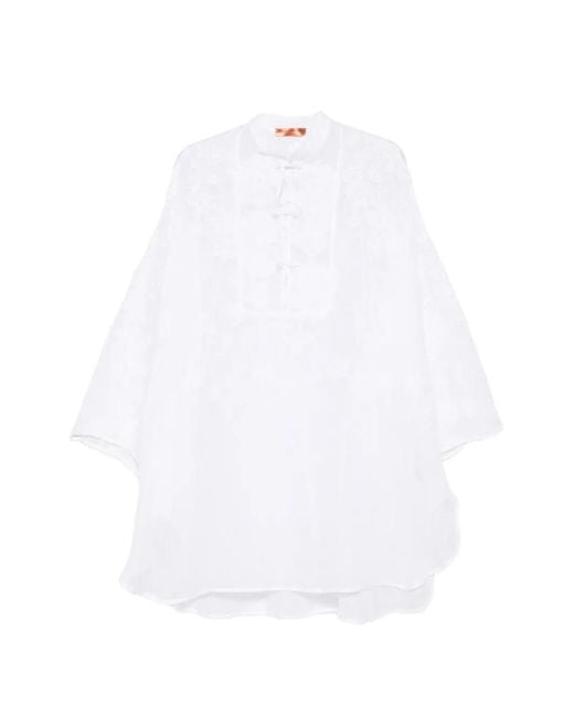 Ermanno Scervino White Lace Buttoned Mini Dress
