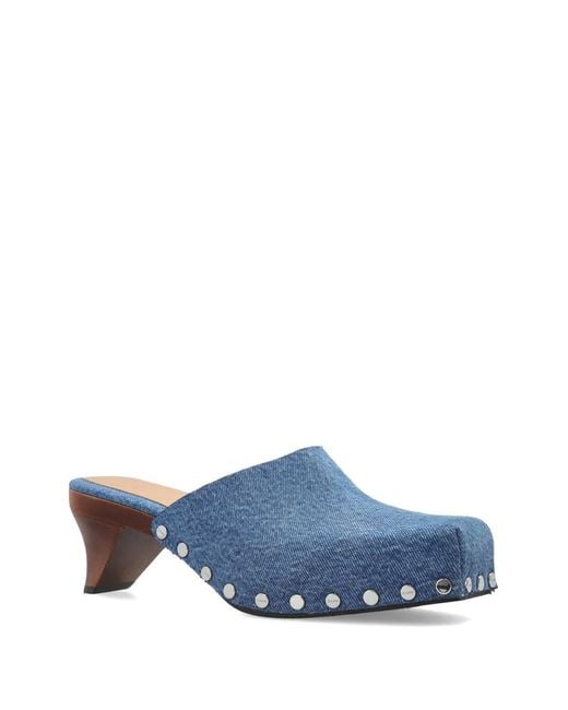 Ganni Blue Studded Mules