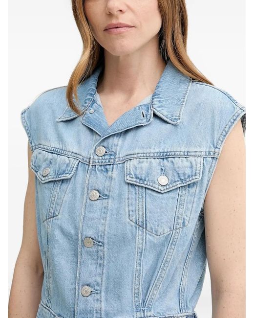 Levi's Blue Sleeveless Button-Fastening Denim Dress