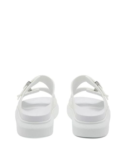 McQueen White Double-Buckle Slides for men
