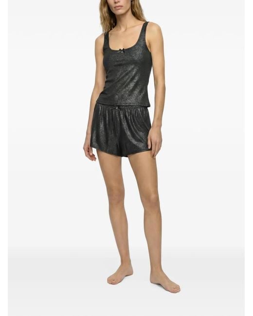 Karl Lagerfeld Black Ikon Glitter Short Pajama Set