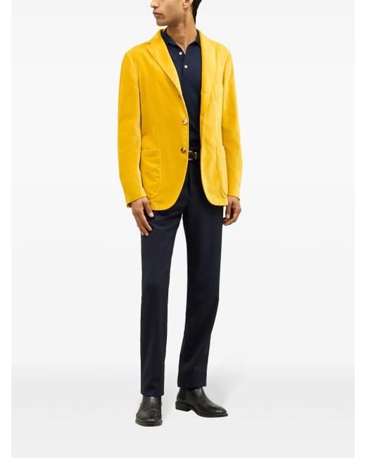 Boglioli Yellow Velvet Blazer for men