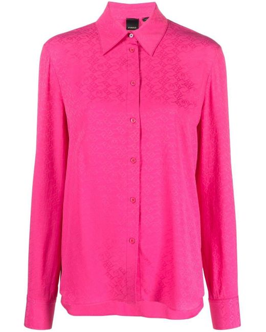 Pinko Smorzare Monogram-print Shirt in Pink | Lyst