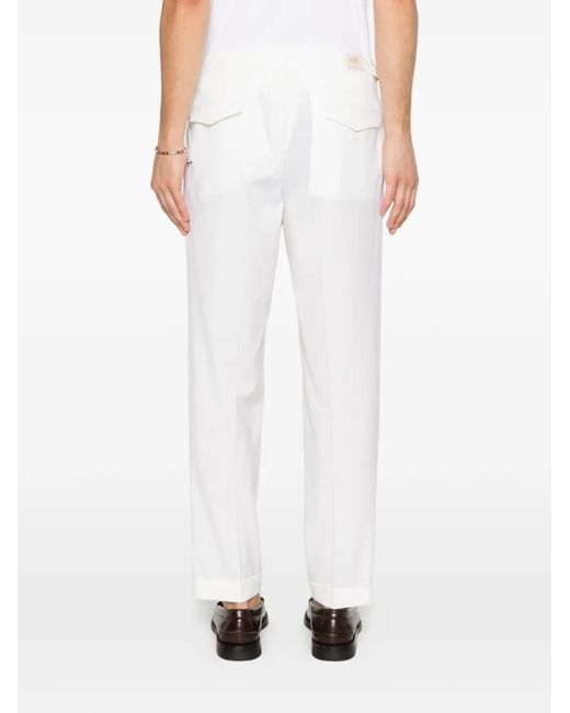Briglia 1949 White Pleated Side-Adjuster Trousers for men