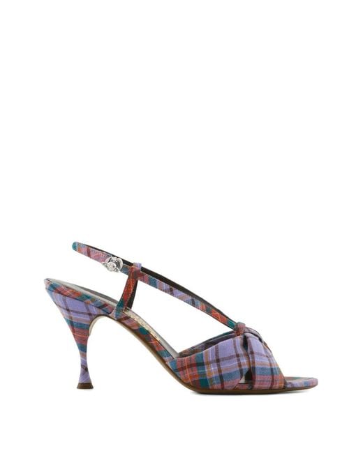 Vivienne Westwood White Marilyn Tartan-Print Sandals