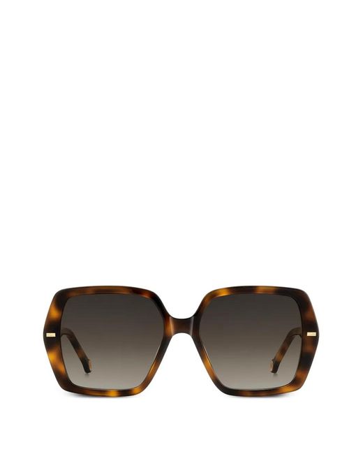 Carolina Herrera Black Geometric-Frame Sunglasses