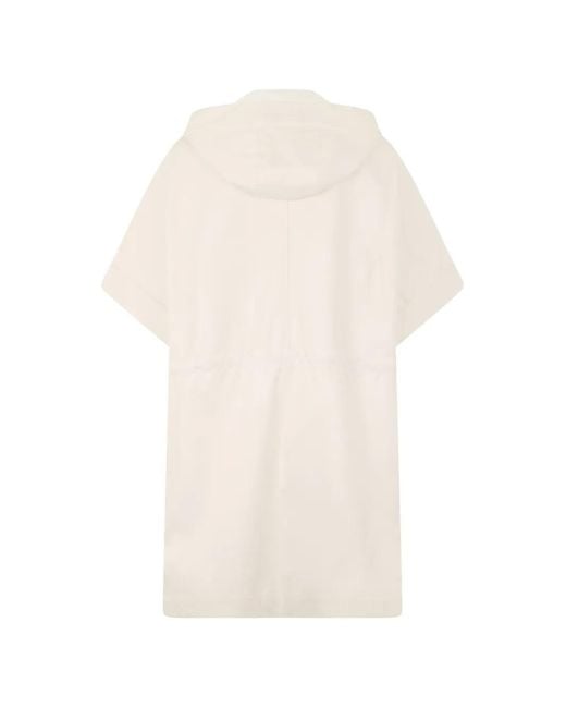 Moorer White Hooded Button Cape